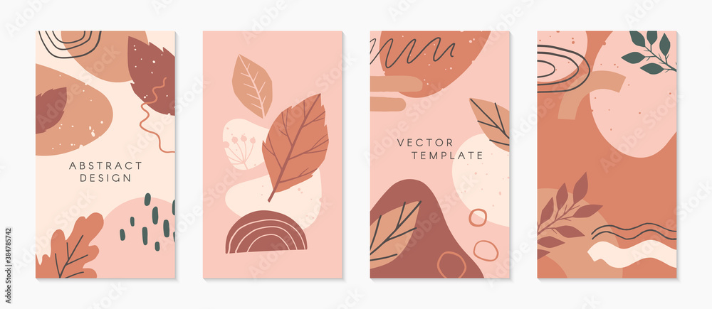Bundle of editable insta story templates with copy space for text.Autumn ad and promo concept.Modern vector layouts.Trendy design for social media marketing,digital post,prints,banners.