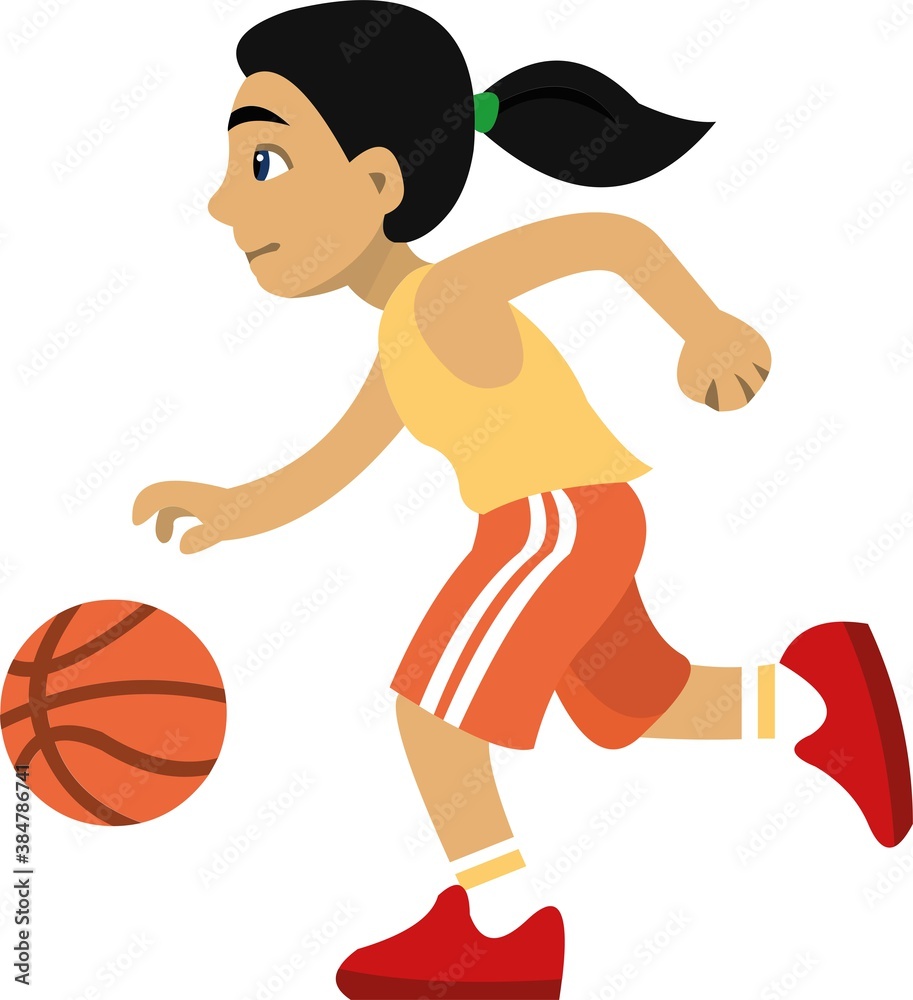 Vector emoticon illustration of a female basketball player Vector emoticon illustration of a female basketball player