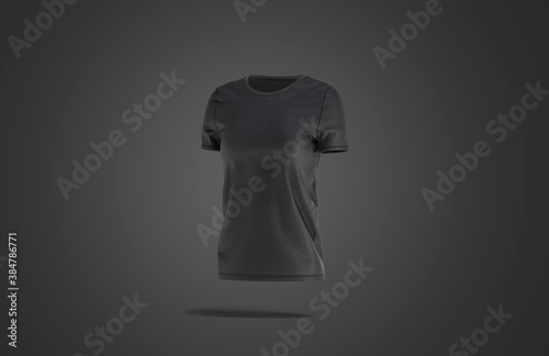 Blank black women t-shirt mock up, dark background photo