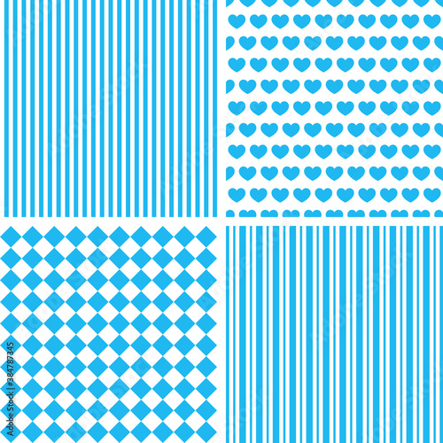 Set of seamless geometric pattern. Simple repeat ornament. Vector illustration