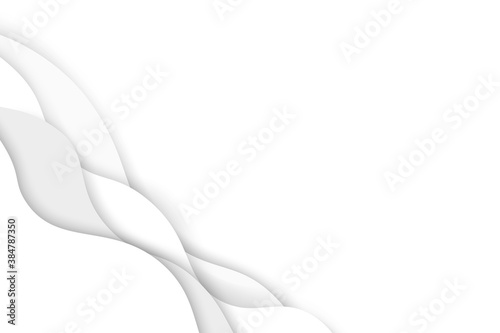 Paper cut background. White wave papercut trendy design. Vector origami waves.