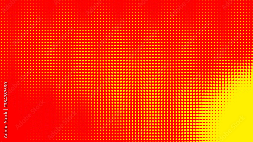 Naklejka premium Dots halftone orange yellow color pattern gradient texture with technology digital background. Dots pop art comics with summer background.