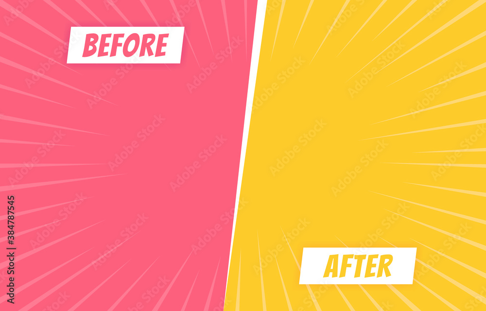 Before and after background template. Two color retro background with