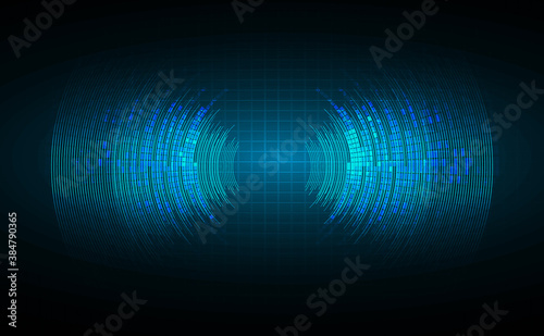 Sound waves oscillating dark blue light