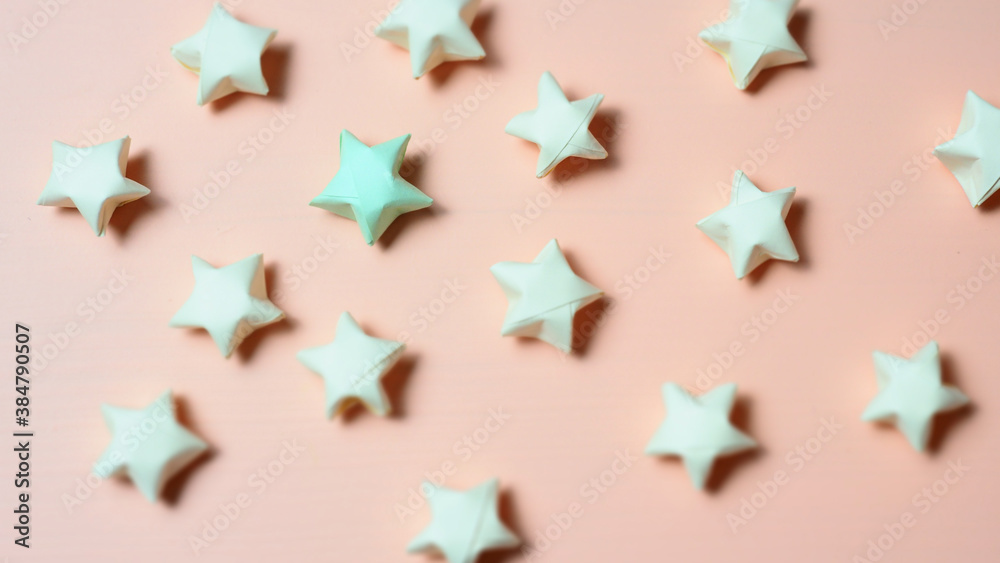 Paper stars Yellow background picture pink. Paper stars Yellow background picture pink.