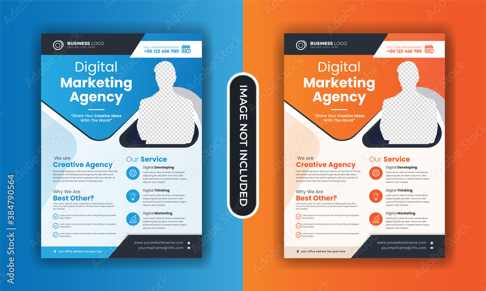  Flyer template layout design. Digital marketing and promotional flyer template. Business flyer, brochure, magazine.