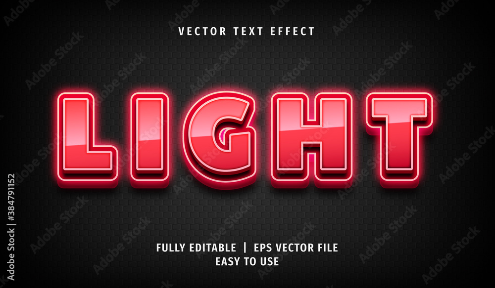 3D Light Text effect, Editable Text Style