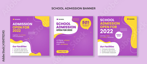 School admission social media post template. Suitable for junior and senior high school promotion banner