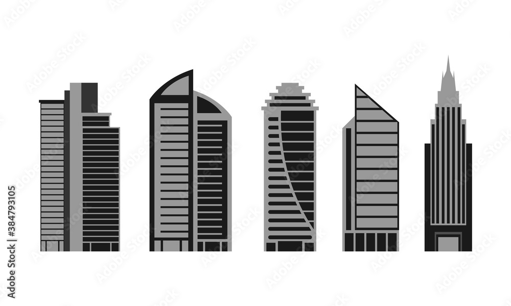 Skyscraper building set illustration vector design