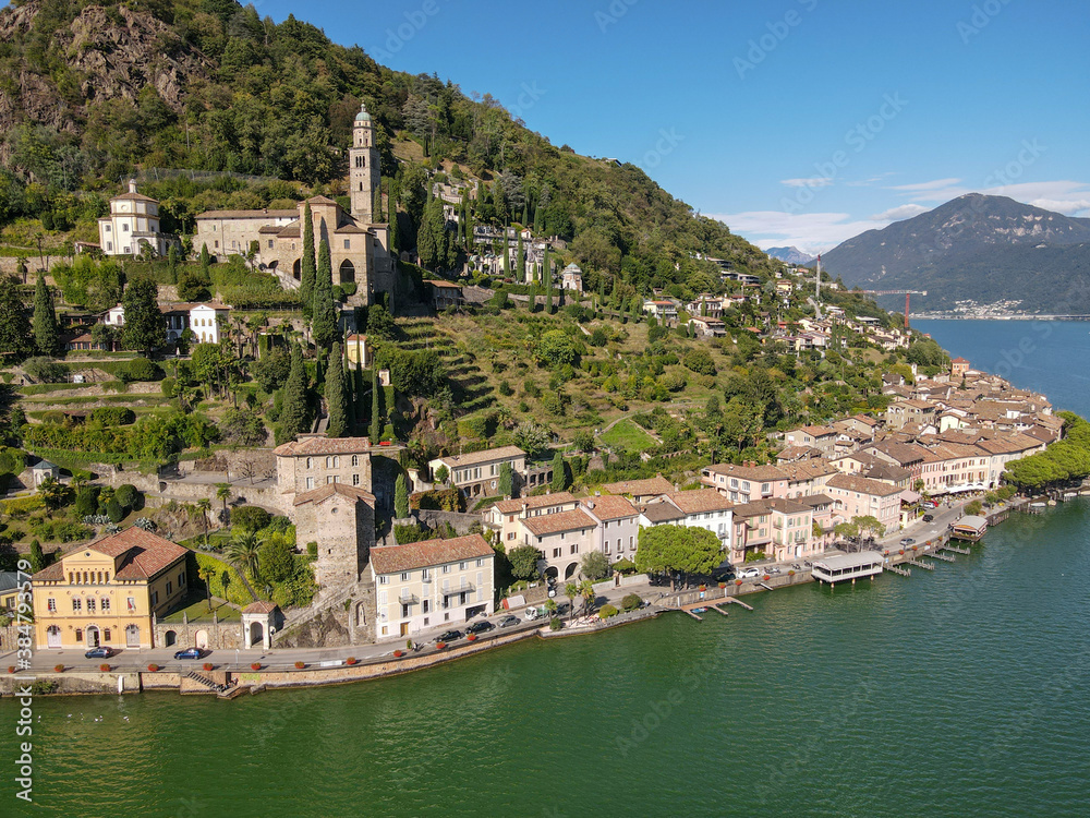 View at the village of Morcote on lake Lugano, Switzerland