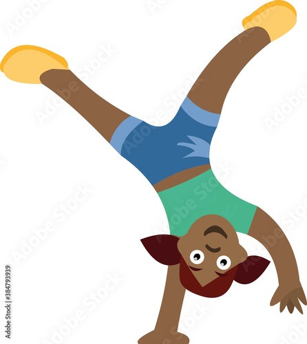 Vector illustration of a girl doing a somersault