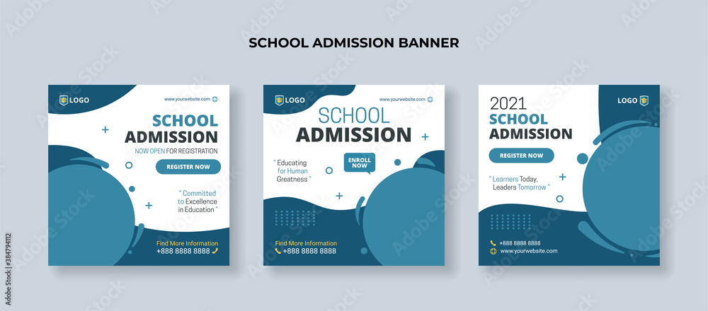 Modern school admission banner for social media post template