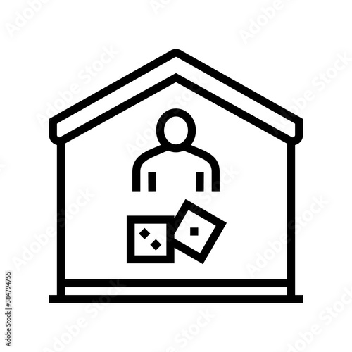 play game at home line icon vector. play game at home sign. isolated contour symbol black illustration