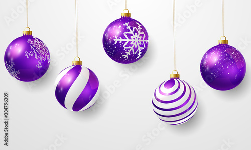 Elegant purple christmas ball For decorating Christmas Day at the New Year