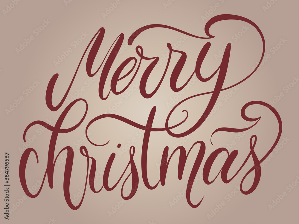 Hand lettering Merry christmas modern style. Vector isolated for print, design, blank.