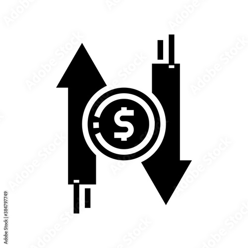 money exchange glyph icon vector. money exchange sign. isolated contour symbol black illustration