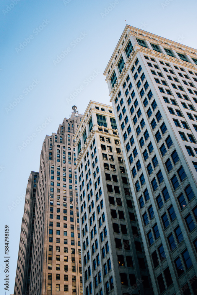  Downtown Detroit Art Deco Skyscraper on a crisp day