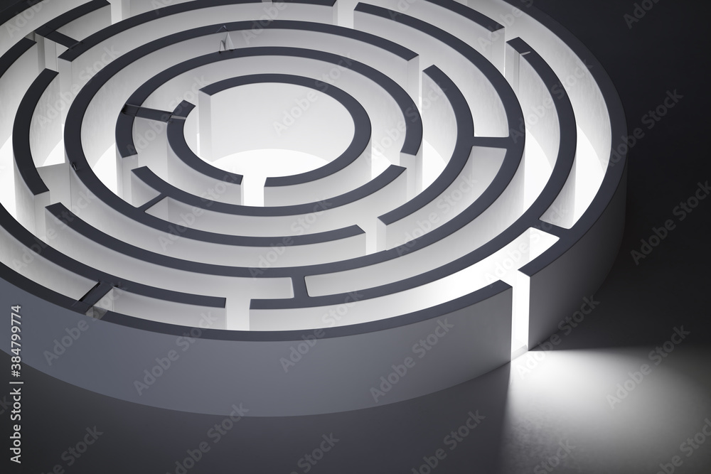 Circular rounded maze. 3D rendered illustration. Circular rounded maze. 3D rendered illustration.