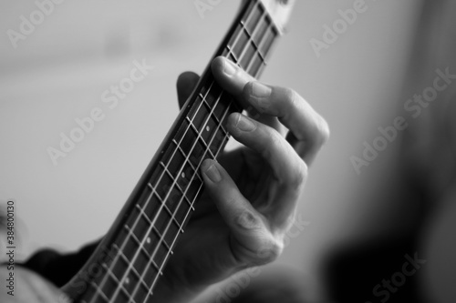 Close up of hands playing the ukulele photo