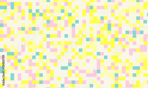 Abstract square pixel mosaic colorful background geometric seamless pattern in pastel colors. 8 bit