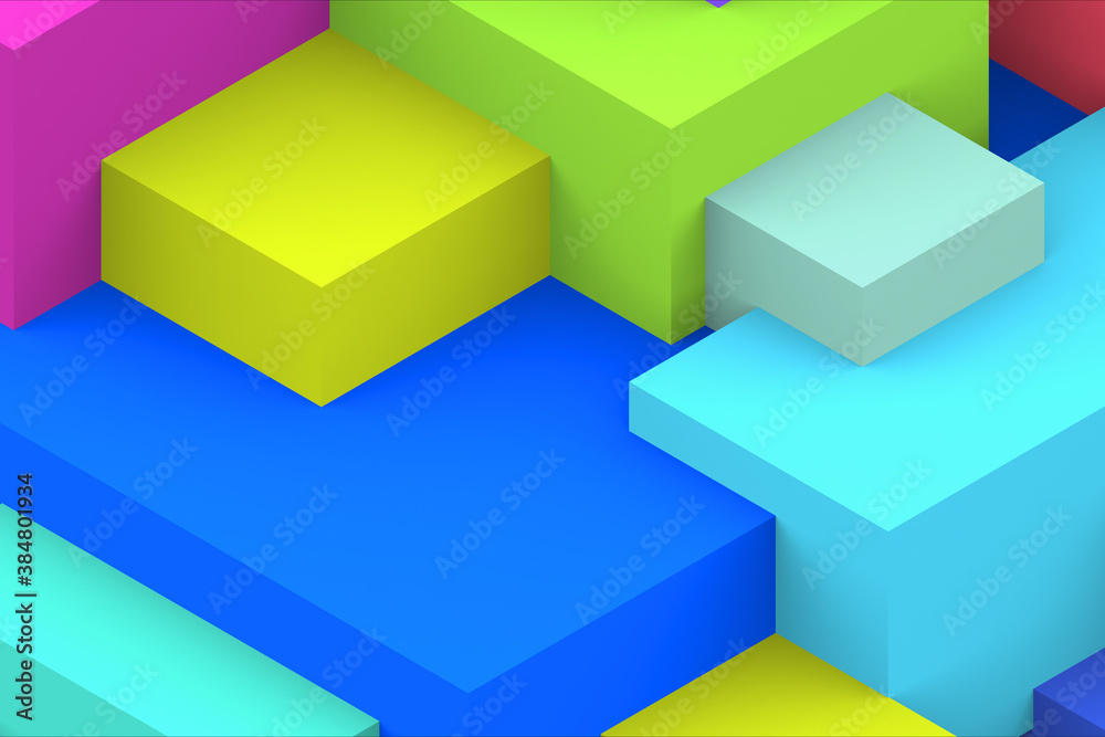 Abstract geometric cubic colorful background. isometric 3d render. Abstract geometric cubic colorful background. isometric 3d render.