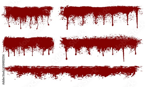 Bloody streaks, red paint splash on a white background.