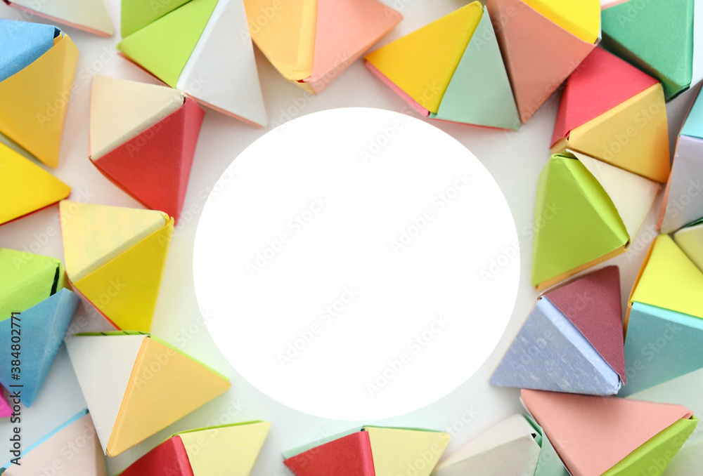 Abstract origami tetrahedrons in circle sign Abstract origami tetrahedrons in circle sign
