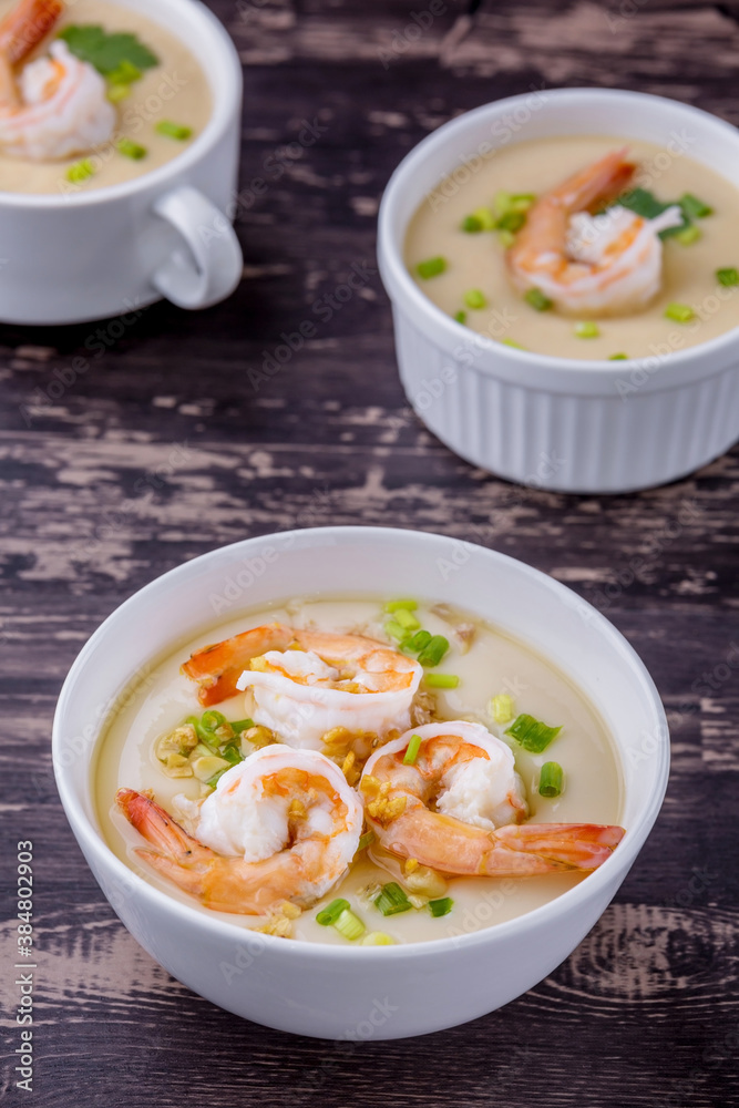 Steamed eggs with shrimp Steamed eggs with shrimp