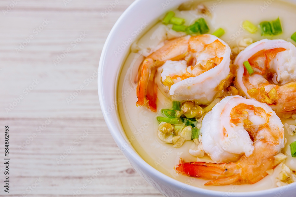 Steamed eggs with shrimp