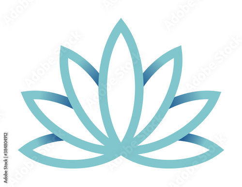 Lotus blossom icon, isolated on white background. Flower logo, symbol. Cosmetic, fashion, beauty logol in flat style with shadows. Vector color illustration.