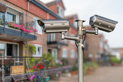 Security CCTV video camera monitoring home.