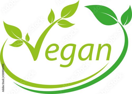 Vegetarisches Symbol mit Blättern, Vegan, Logo