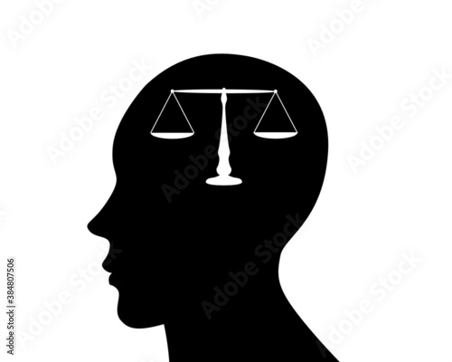 Scales icon on white background. justice and rights concept.