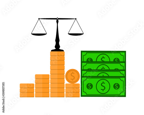 money and scales icon. law and money concept.

