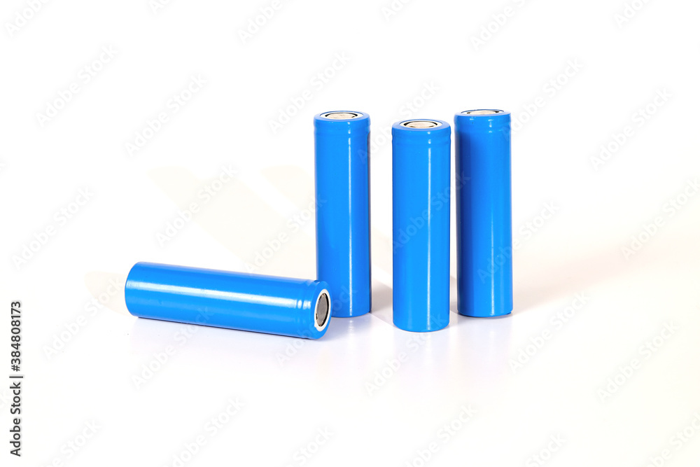 Rechargeable battery size 18650 on white background. Rechargeable battery size 18650 on white background.