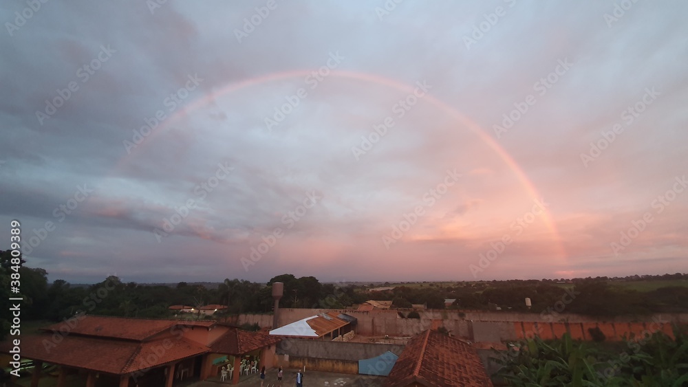 rainbow over the city