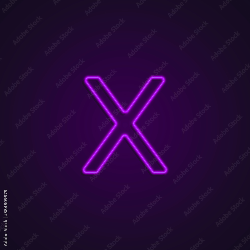 Bright Neon Font with fluorescent pink tubes. Large capital letter X. Night Show Alphabet. Bright Neon Font with fluorescent pink tubes. Large capital letter X. Night Show Alphabet.