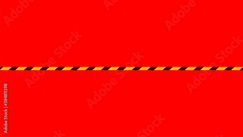 tape line yellow black stripe isolated on red banner background, warning space with ribbon tape sign or comfort safety zone, safety banner for copy space, ribbon yellow black stripe, tape line caution