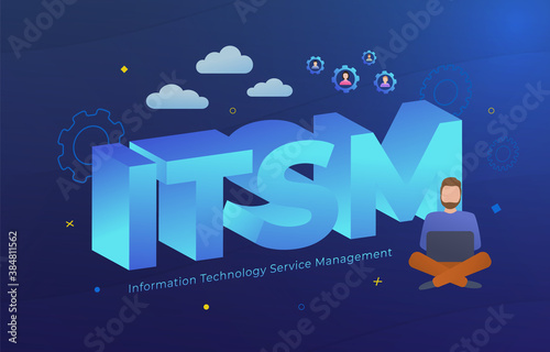 ITSM - Information Technology Service Management vector illustration. Concept with IT service management acronym, letters and business icons