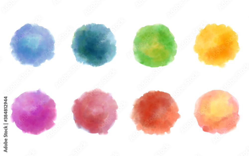 Colorful watercolor paint stains vector set
