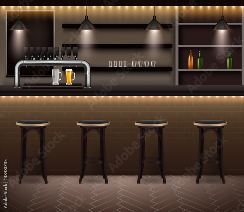 Pub Interior Realistic Illustration