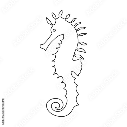 Sea horse vector icon.Outline vector icon isolated illustration on white background sea horse.