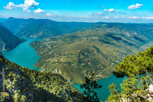 Perucac lake and river Drina from Tara mountain in Serbia