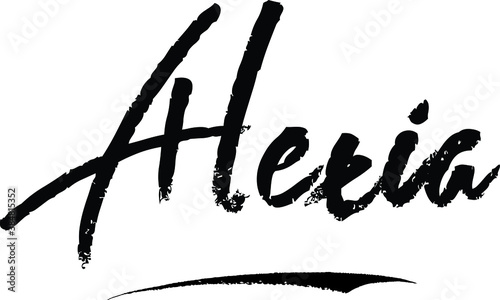 Alexia-Female name Modern Brush Calligraphy on White Background