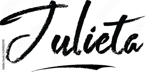 Julieta-Female name Modern Brush Calligraphy on White Background photo