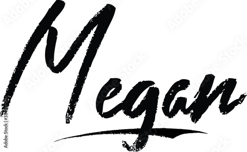 Megan-Female name Modern Brush Calligraphy on White Background