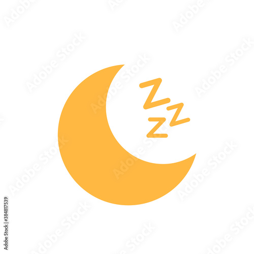 Moon with zzz isolated on white background. Sleep sign icon. Sleep concept. Vector stock