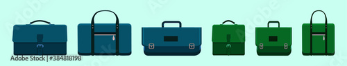 set of briefcase cartoon icon design template with various models. vector illustration isolated on blue background
