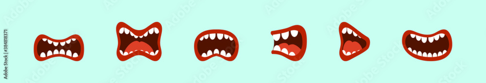 set of mouth cartoon icon design template with various models. vector illustration isolated on blue background set of mouth cartoon icon design template with various models. vector illustration isolated on blue background