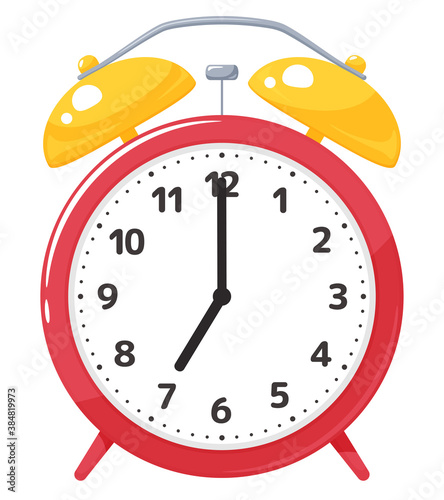 かわいい目覚まし時計のイラスト_赤_7時